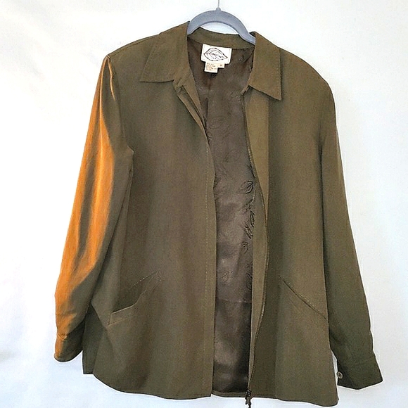 Silk Natural Element Vintage women khaki classic Size 10 work & casual khaki - Picture 2 of 13